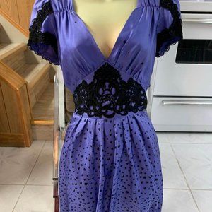 Purple Women's Dress with Black Details Size Medium